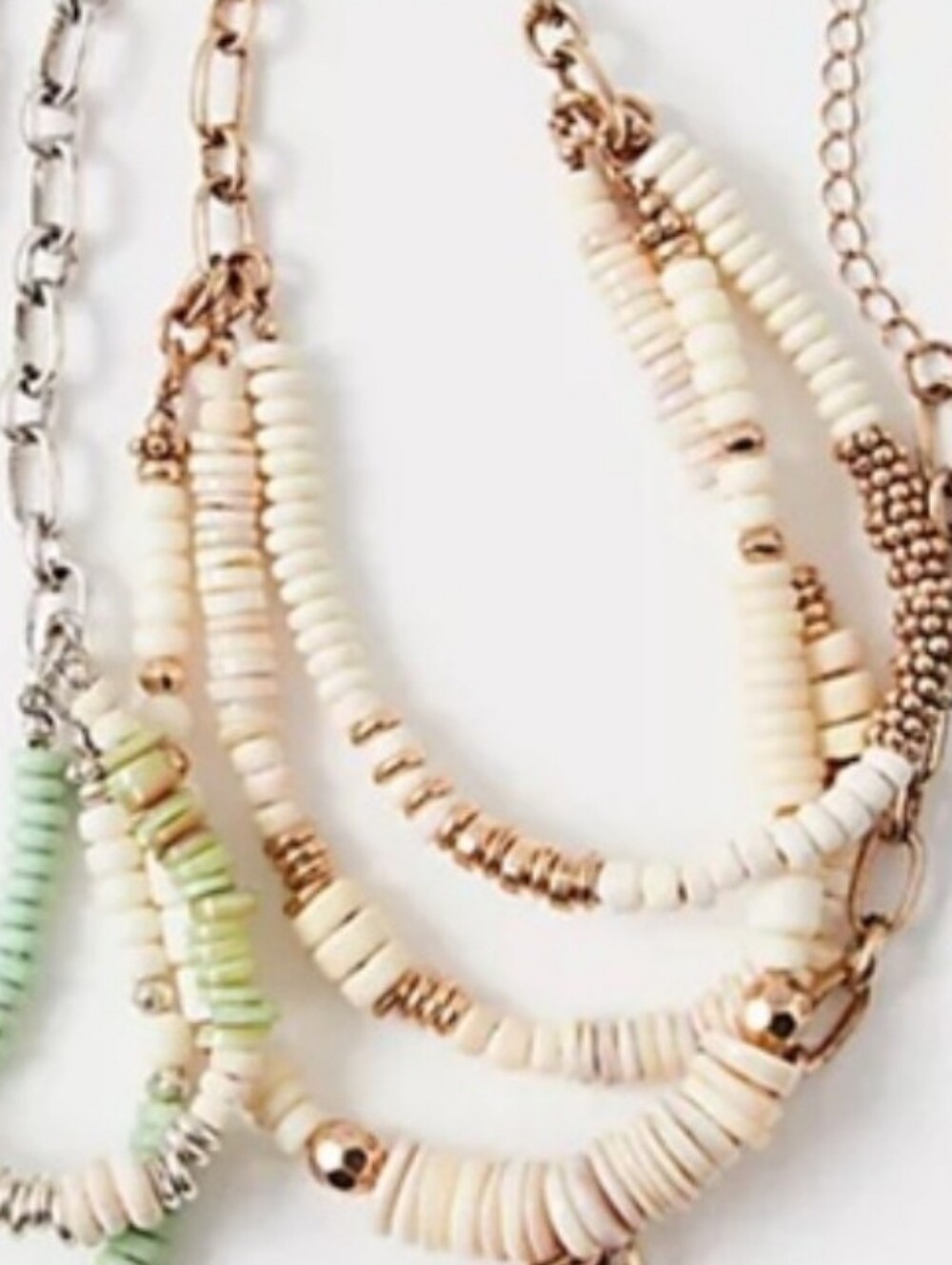 Free People Oceanfront Layered Choker Necklace CREAM/WHITE NWT